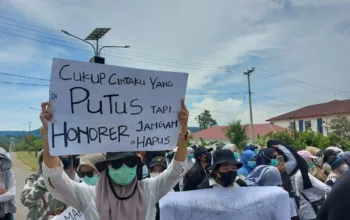 Aksi ratusan Tenaga Honorer demonstrasi di depan kantor DPRD Luwu Timur (foto: sadli tim warta merekam indonesia)