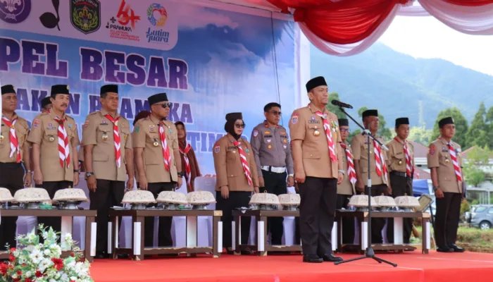 Bupati Irwan Pimpin Upacara HUT ke-64 Pramuka, Ajak Pramuka Jadi Pilar Ketahanan Bangsa