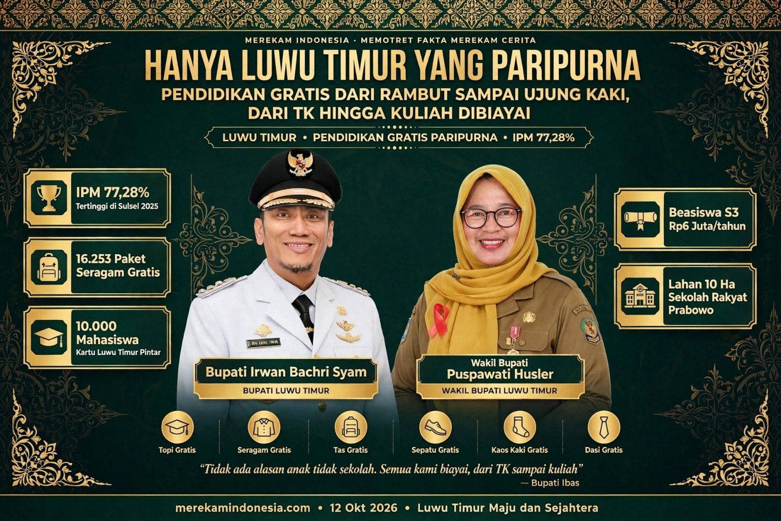 HANYA LUWU TIMUR YANG PARIPURNA: Pendidikan Gratis dari Rambut sampai Ujung Kaki, dari TK Hingga Kuliah Semua Dibiayai