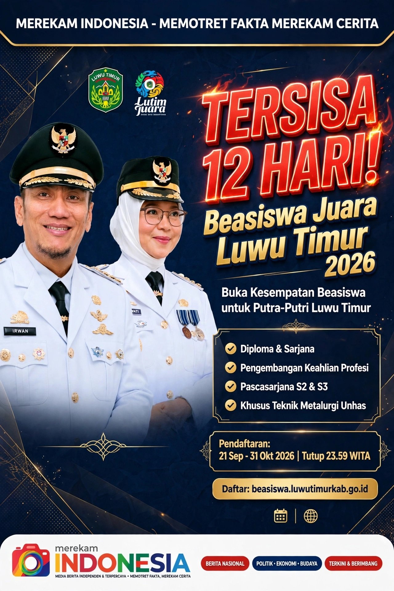 Investasi SDM Jangka Panjang: Beasiswa Juara Luwu Timur 2026 Masuki Fase Akhir, 2.725 Mahasiswa Sudah Amankan Kursi