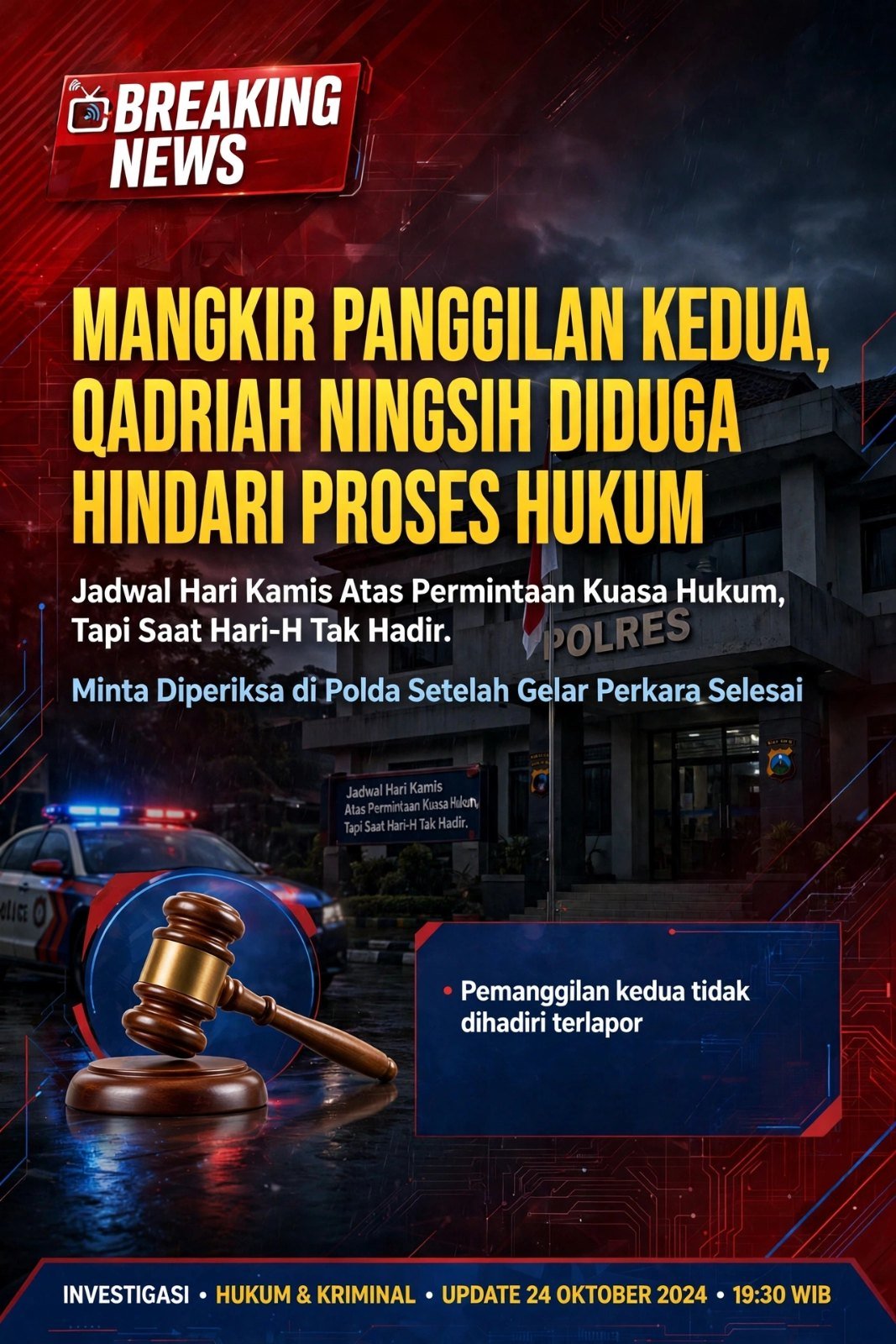 Mangkir Panggilan Kedua, Tersangka Qadriah Ningsih Diduga Hindari Proses Hukum di Polres Lutim